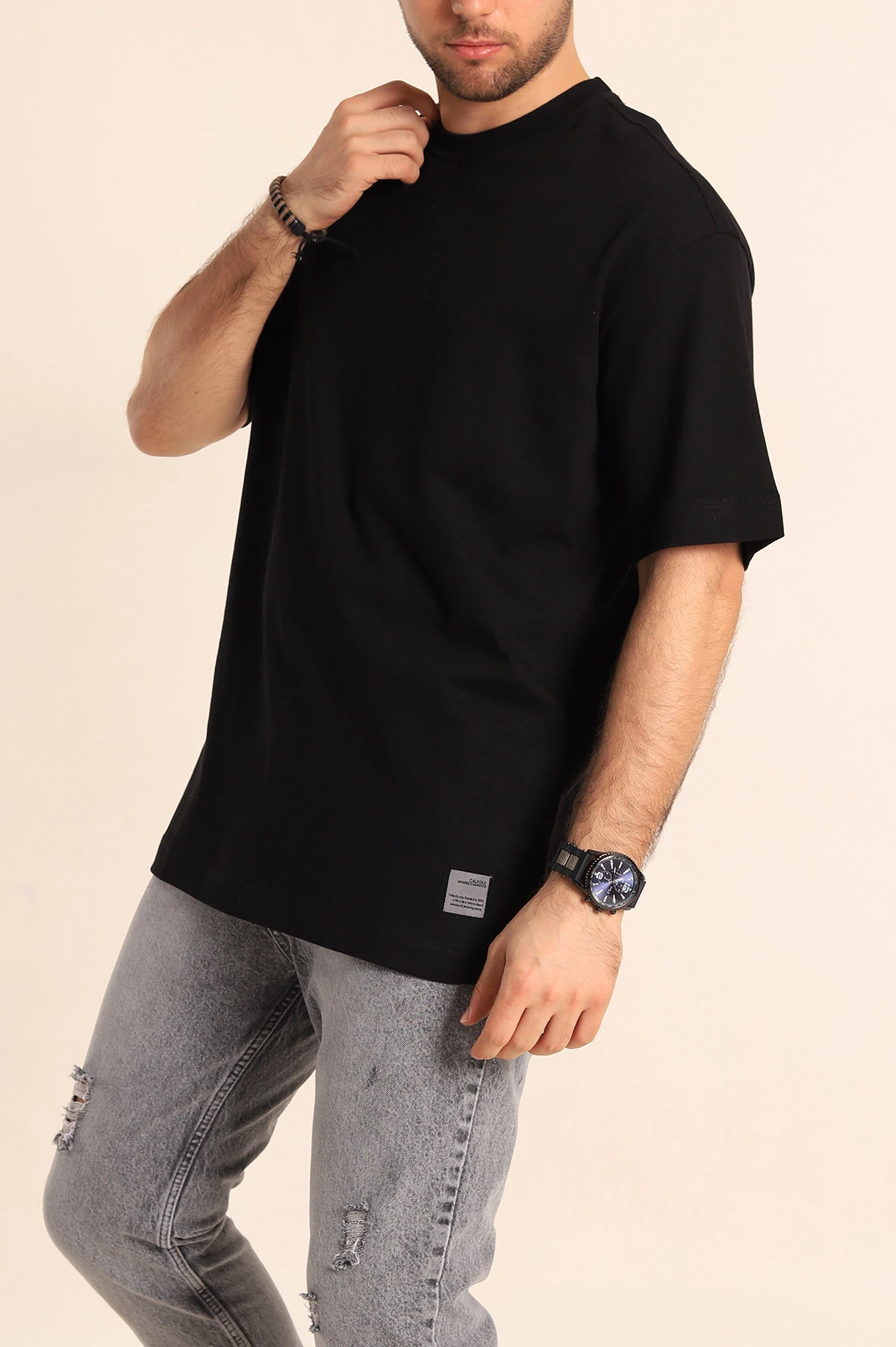 Siyah Oversize Suprem Basic Erkek Tişört 254691