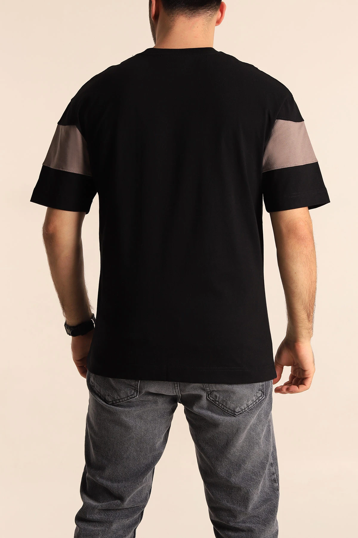 Siyah Oversize Suprem Parçalı Erkek Tişört 249447