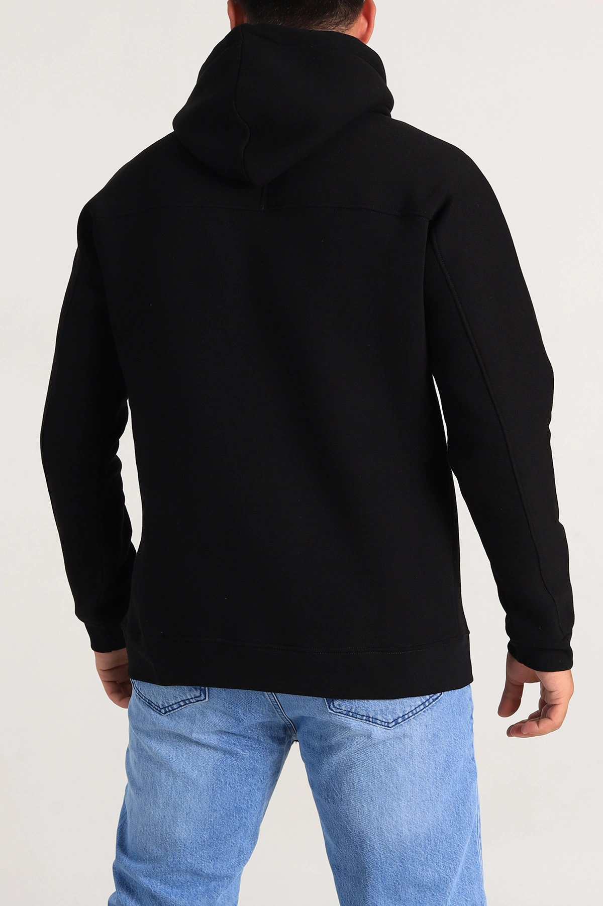 Siyah Oversize Üç İp Şardonlu Kapüşonlu Sweatshirt 300917