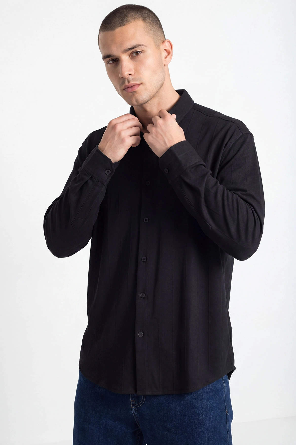 Siyah Oversize Yeni Sezon Erkek Gömlek 448973