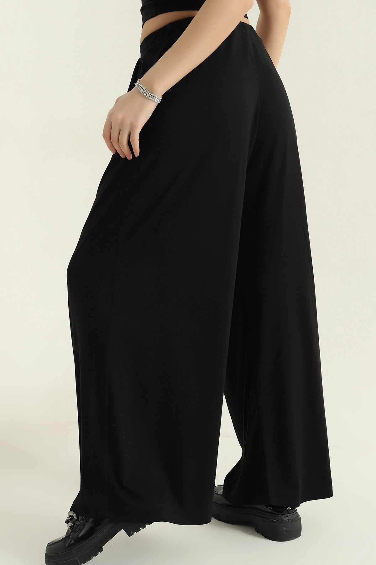 Siyah Oysho Bol Paça Bayan Pantolon 353986