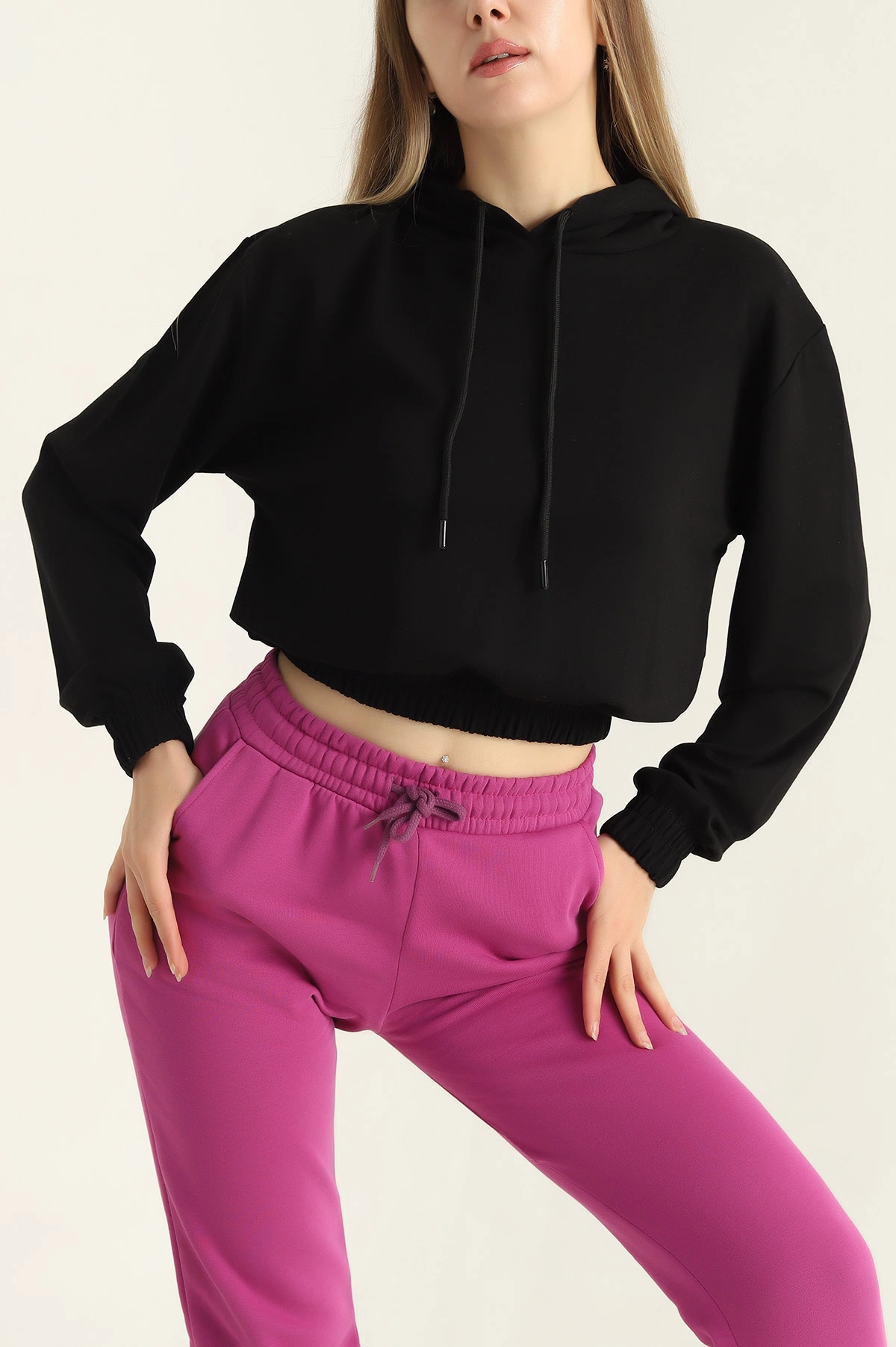 Siyah Oysho Kapüşonlu Bayan Sweat 310922