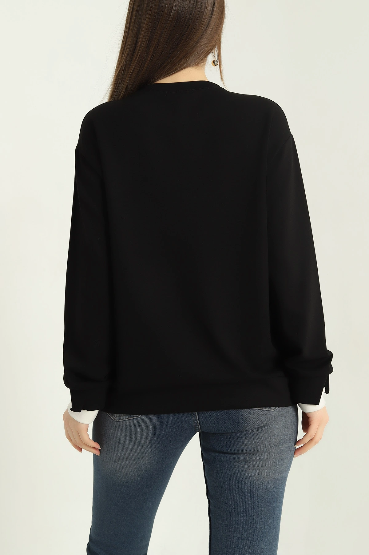 Siyah Oysho Kumaş Garnili Bayan Sweat 335722