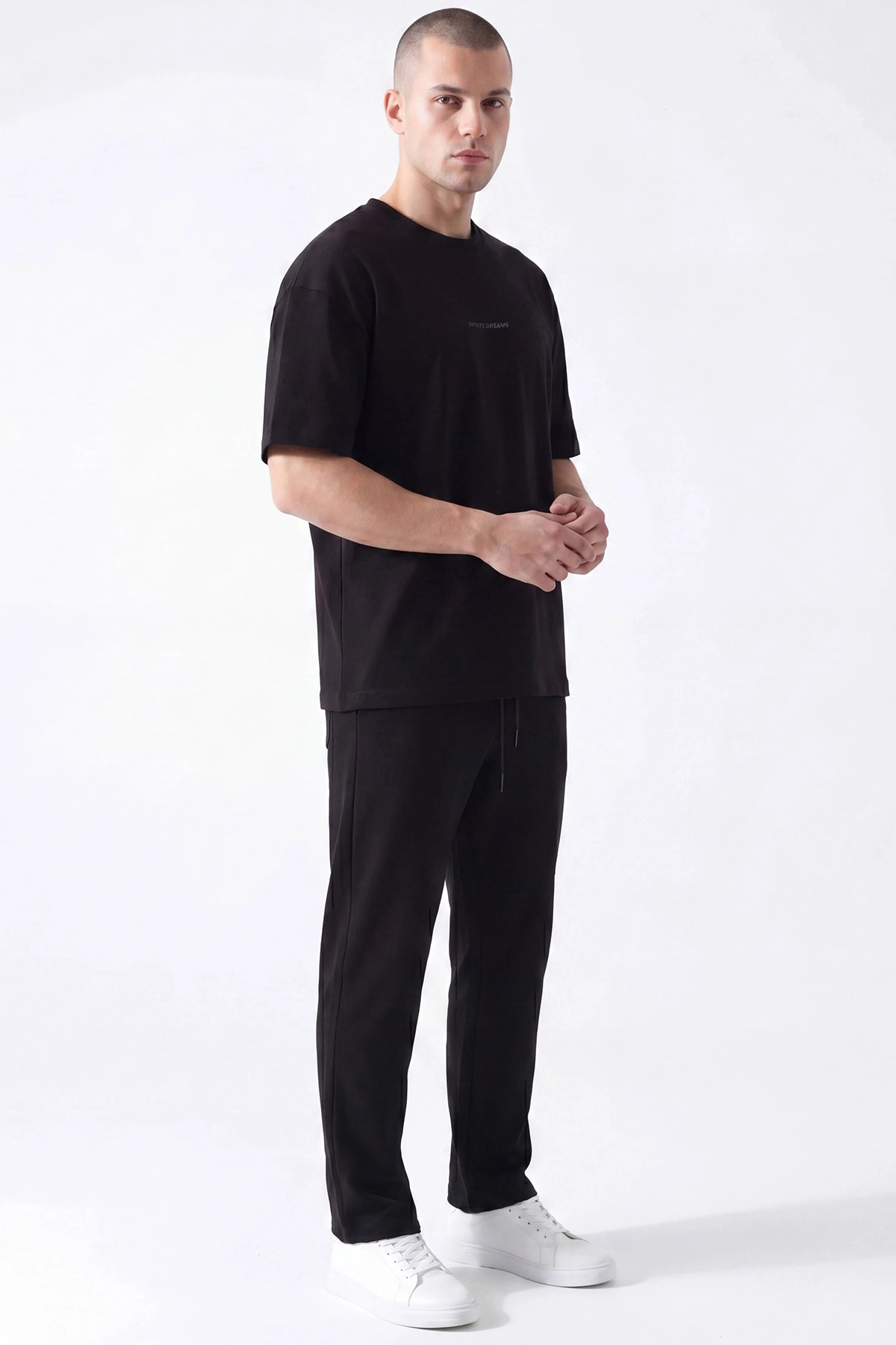 Siyah Oysho Kumaş Oversize Bisiklet Yaka Erkek İkili Takım 445188