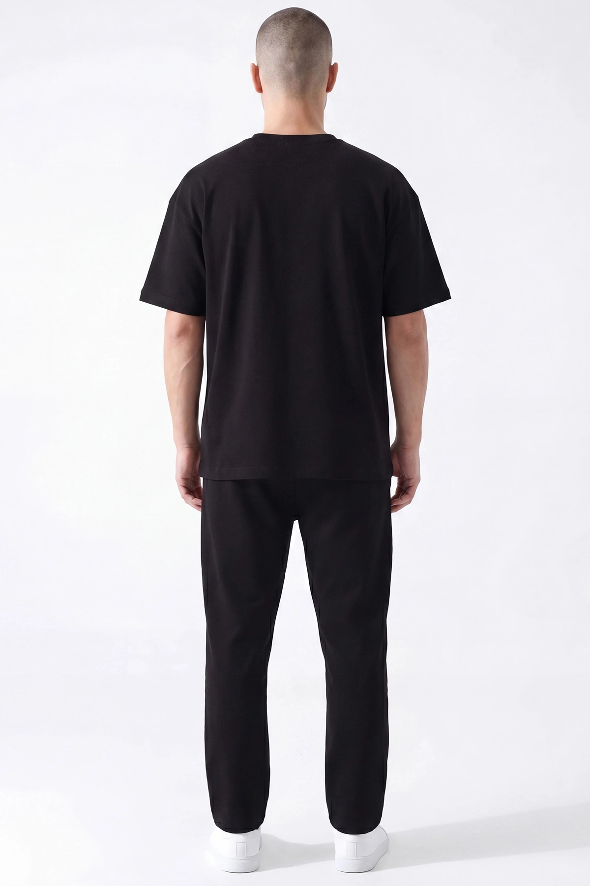 Siyah Oysho Kumaş Oversize Bisiklet Yaka Erkek İkili Takım 445188