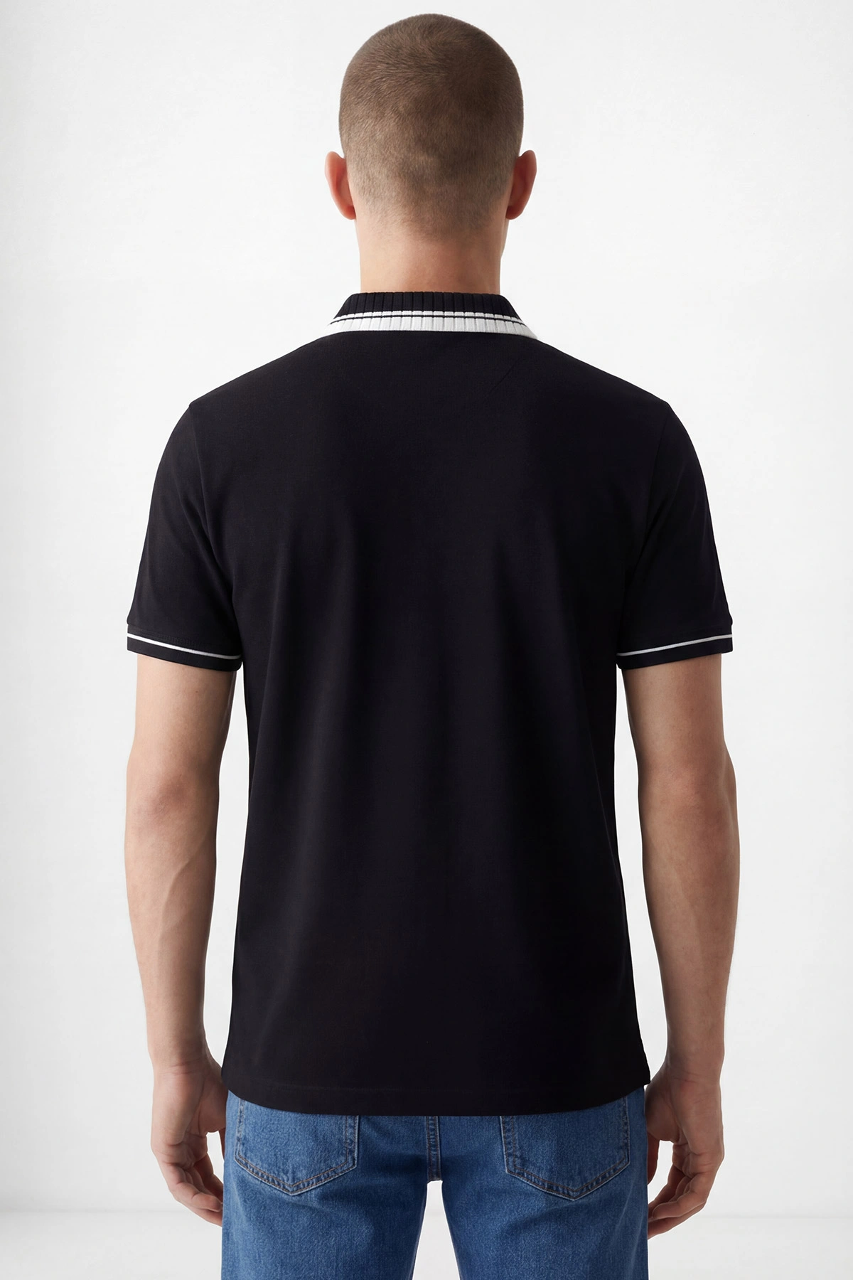 Siyah Oysho Kumaş Polo Yaka Erkek Tişört 447827