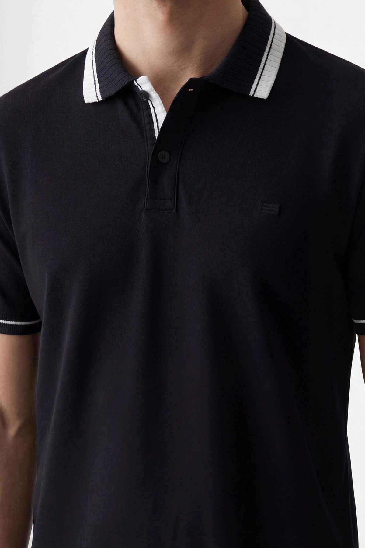 Siyah Oysho Kumaş Polo Yaka Erkek Tişört 447827
