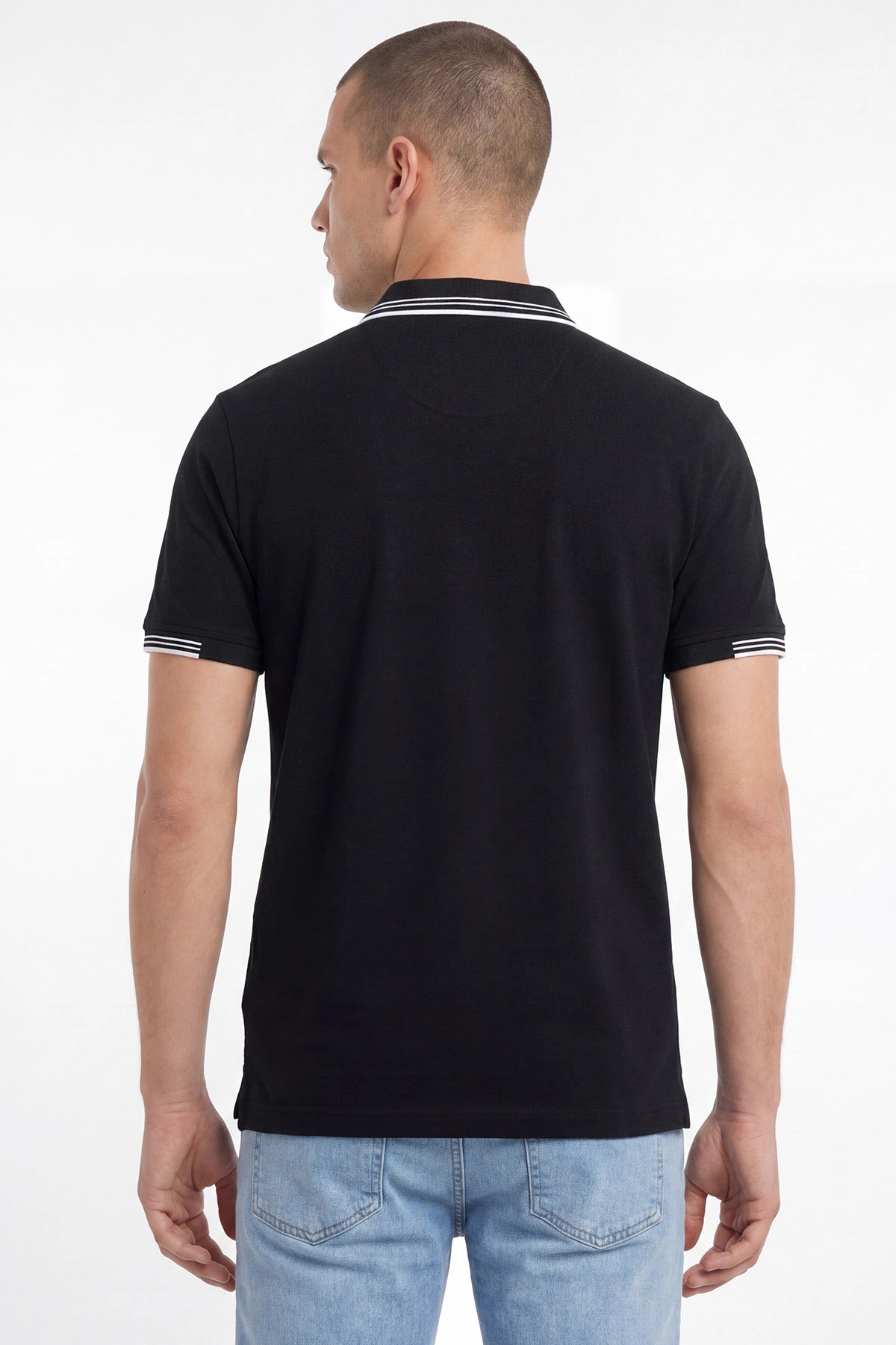 Siyah Oysho Kumaş Polo Yaka Erkek Tişört 462537