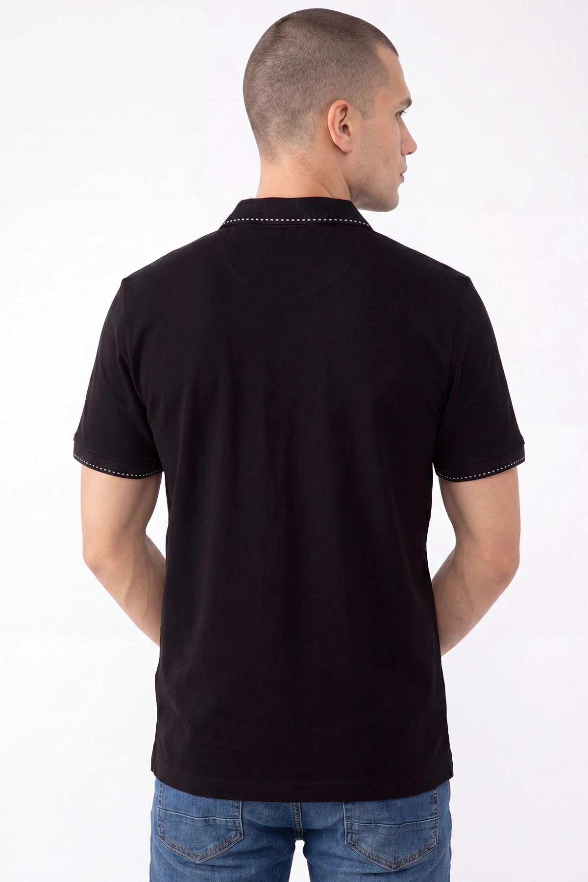 Siyah Oysho Kumaş Polo Yaka Erkek Tişört 467580