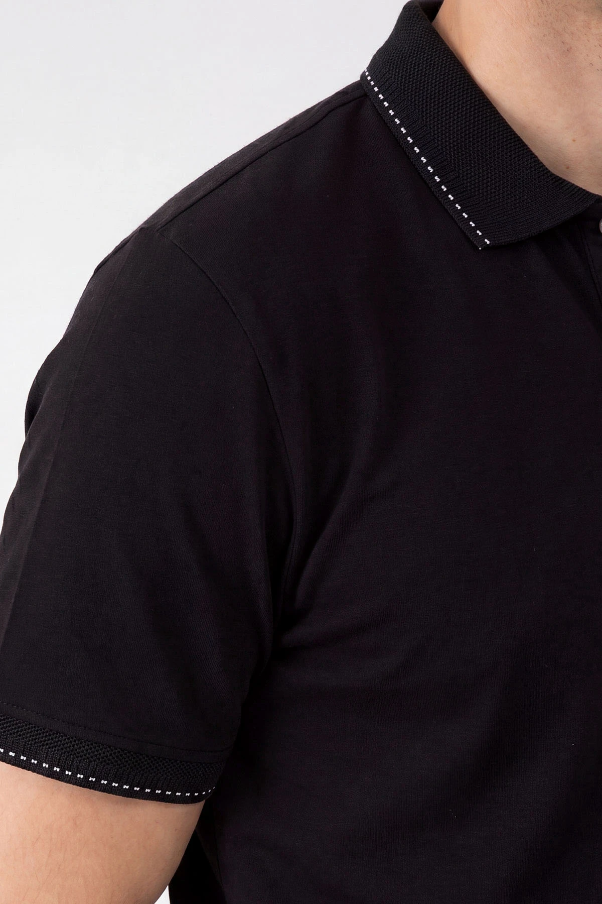 Siyah Oysho Kumaş Polo Yaka Erkek Tişört 467580