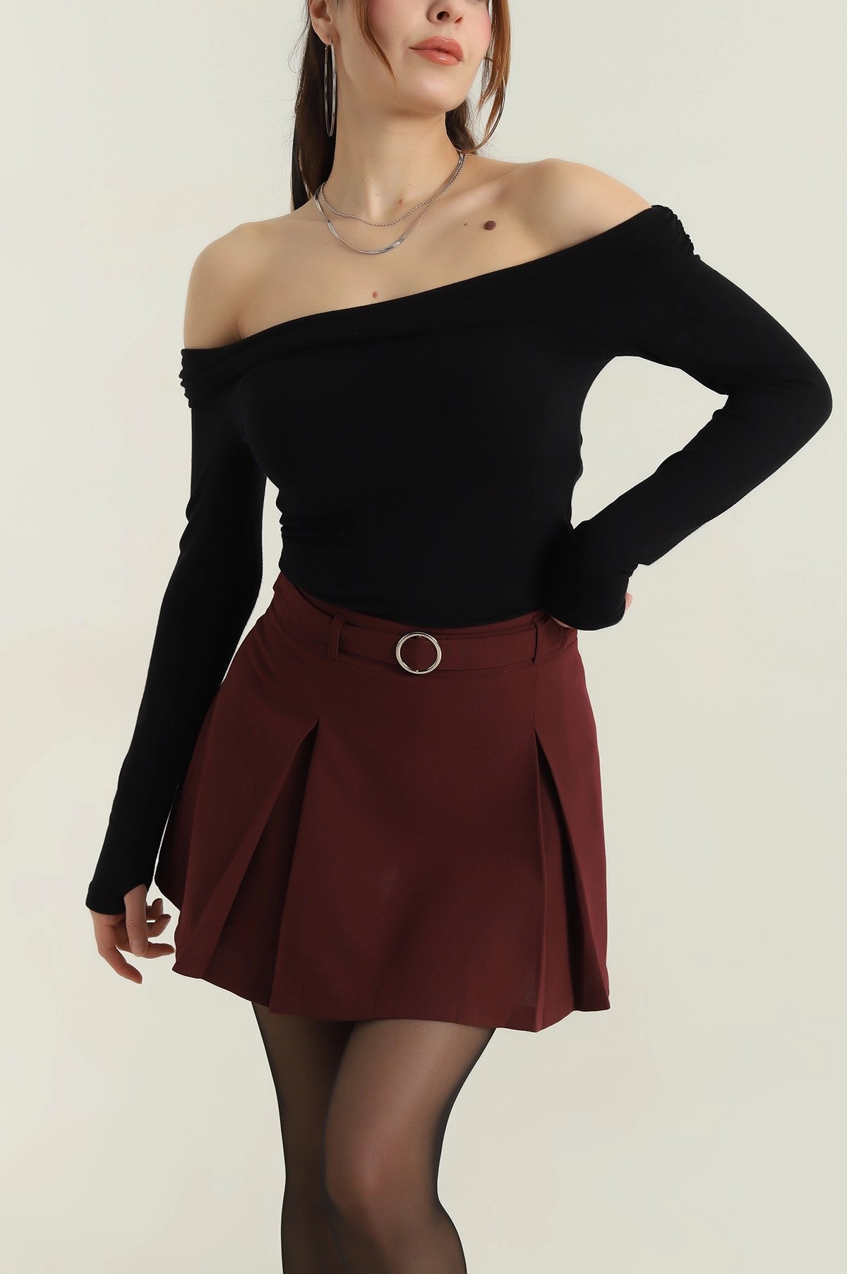 Siyah Oysho Madonna Yaka Kadın Bluz 417150