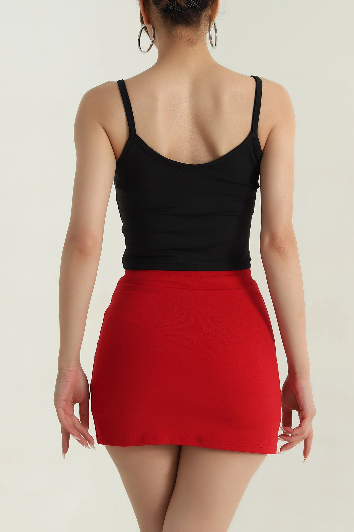 Siyah Palmiye İp Askılı Kadın Crop 379575