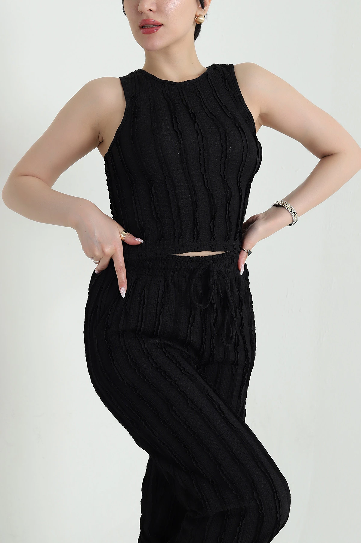 Siyah Pantolon Bluz Kadın İkili Takım 456791