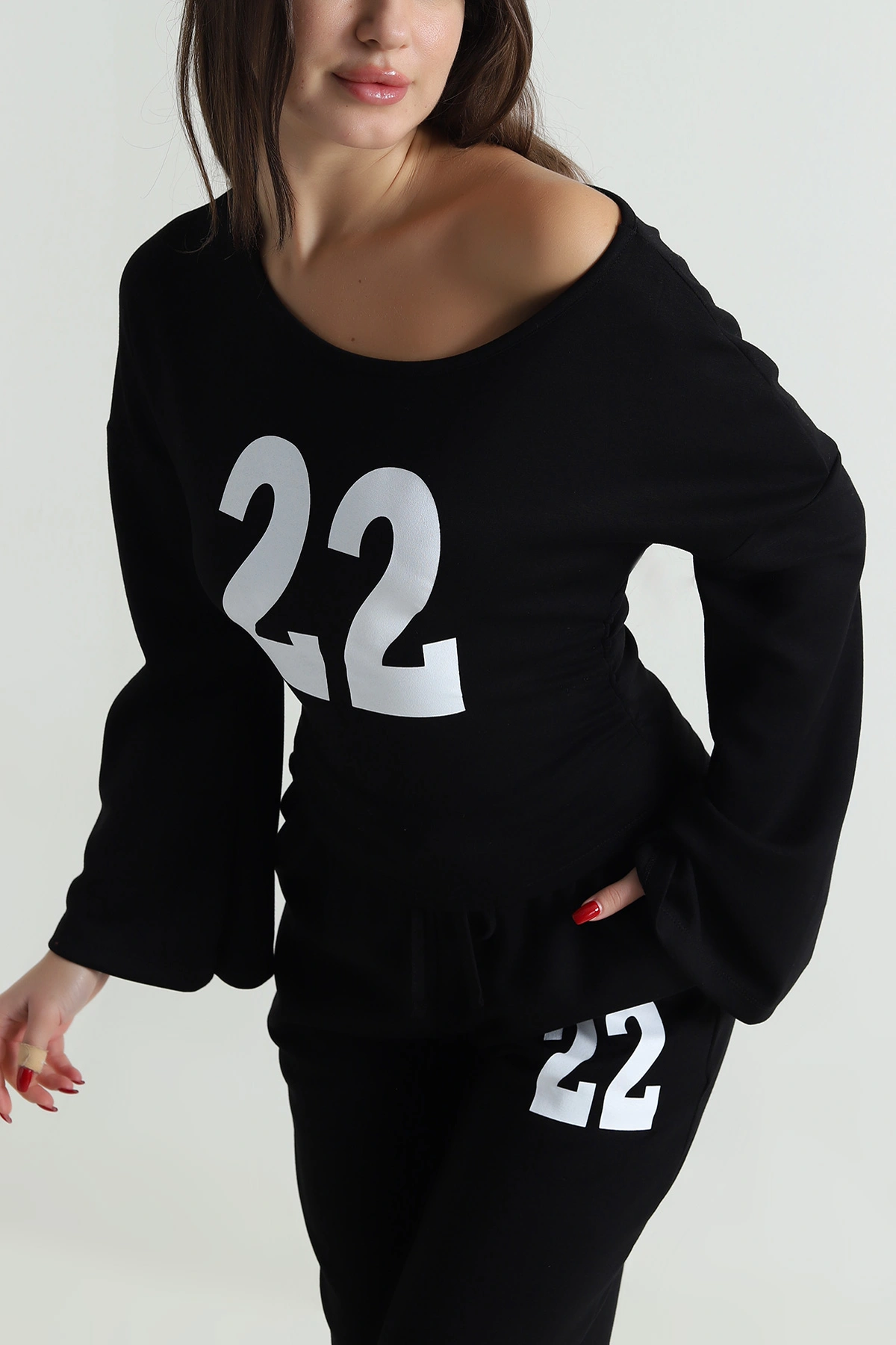 Siyah Pantolon Bluz Kadın İkili Takım 496592