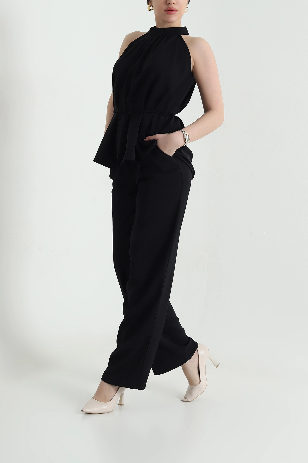 Siyah Pantolon Bluz Kadın Linda İkili Takım 452907