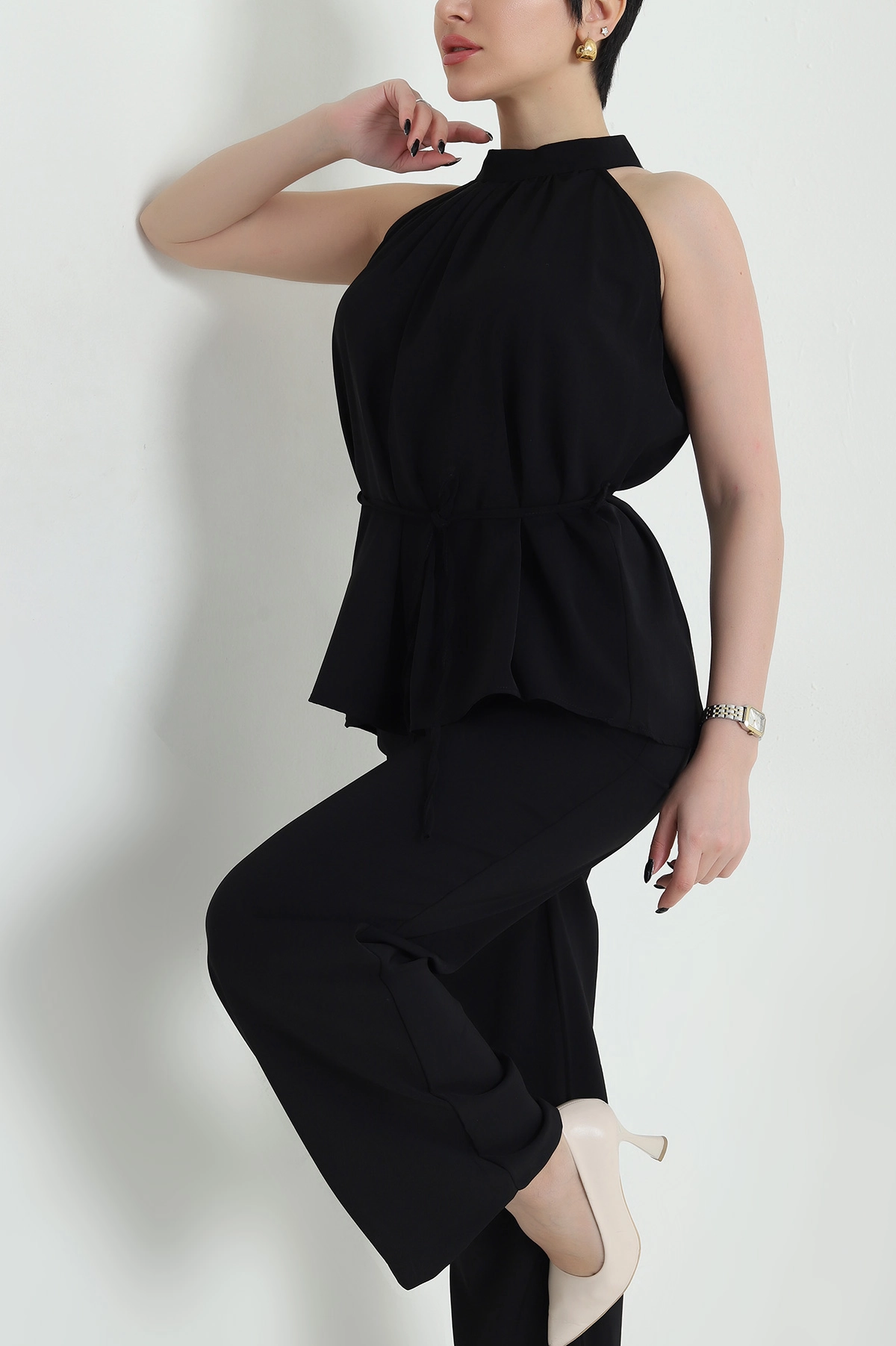 Siyah Pantolon Bluz Kadın Linda İkili Takım 452907