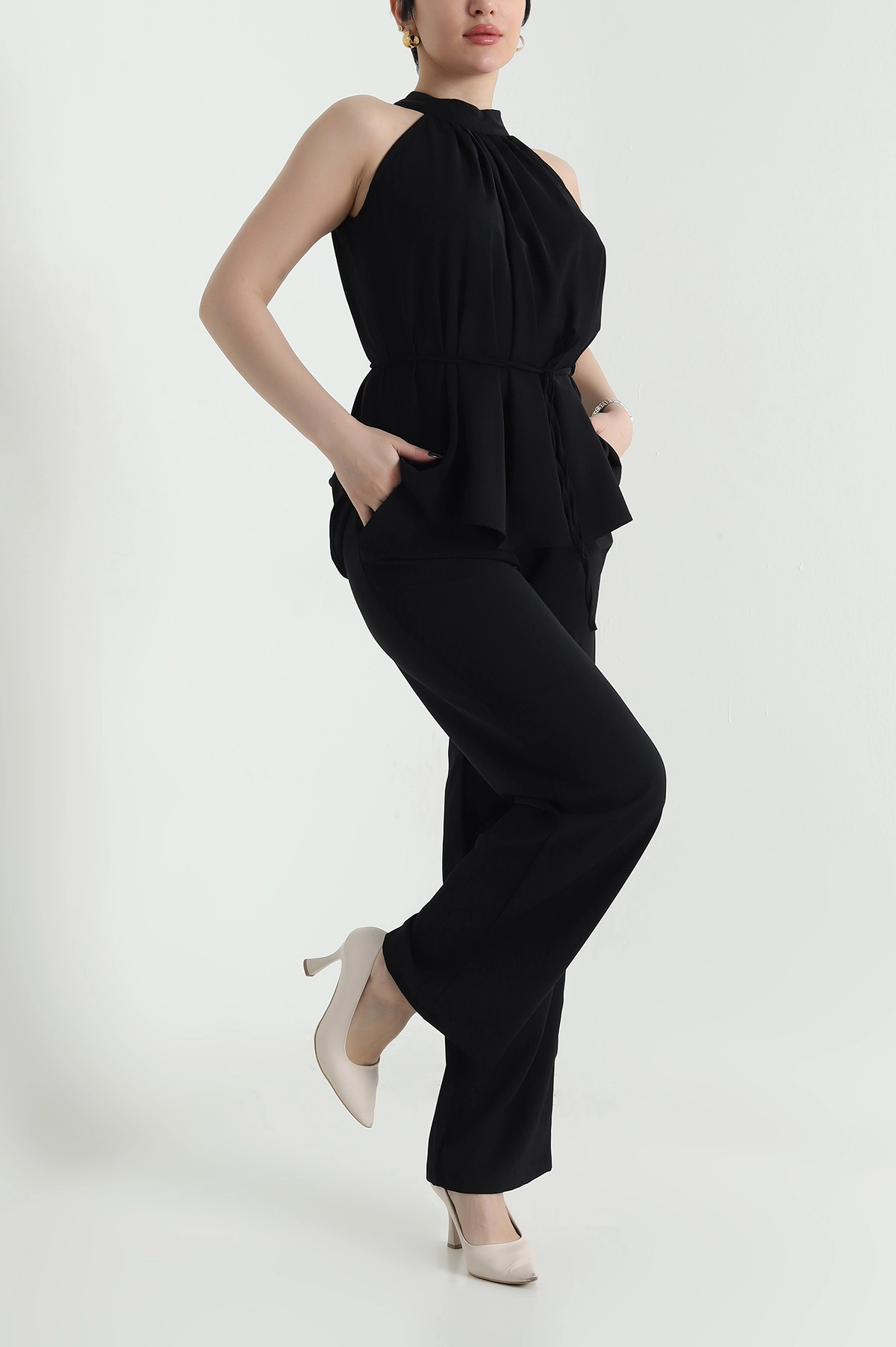 Siyah Pantolon Bluz Kadın Linda İkili Takım 452907