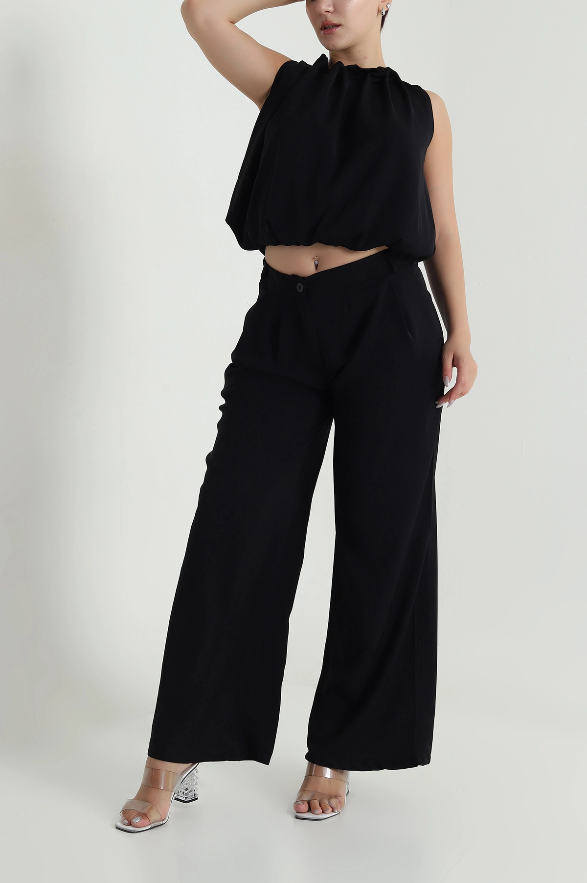 Siyah Pantolon Bluz Linda Kadın İkili Takım 484193
