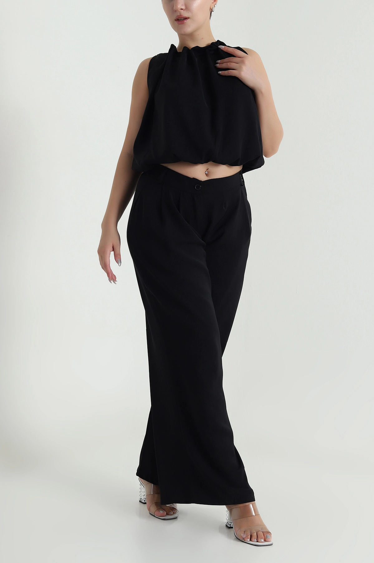Siyah Pantolon Bluz Linda Kadın İkili Takım 484193