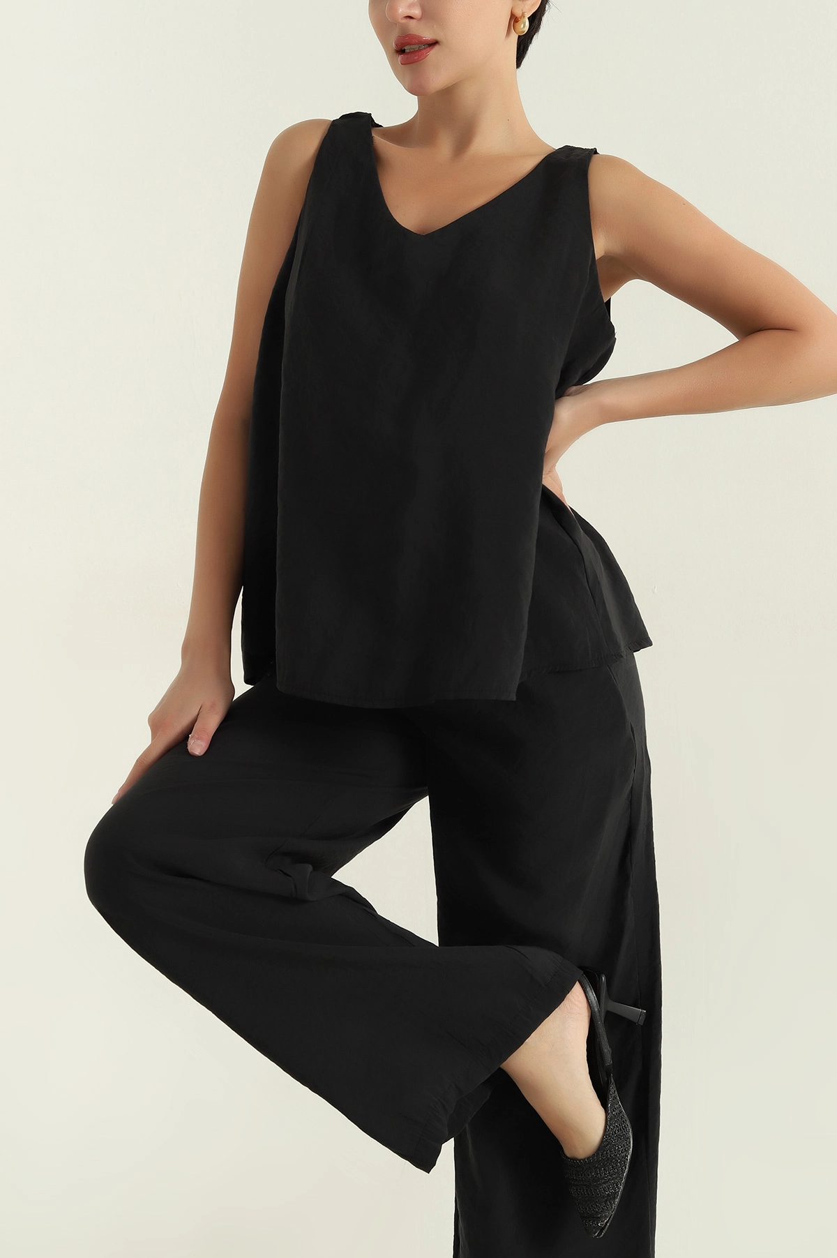 Siyah Pantolon Bluz Modal Kadın İkili Takım 362251