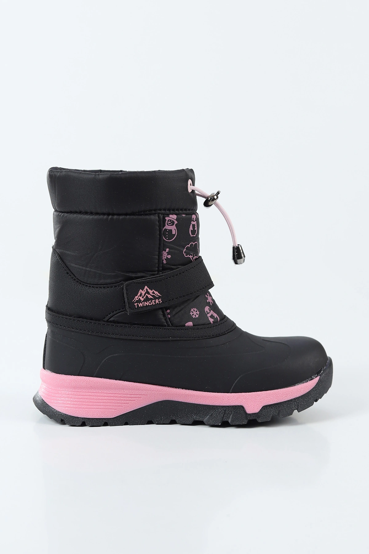 Siyah Pembe ( 31 - 35 ) Cırt Bantlı Desenli Kız Çocuk Bot 496354