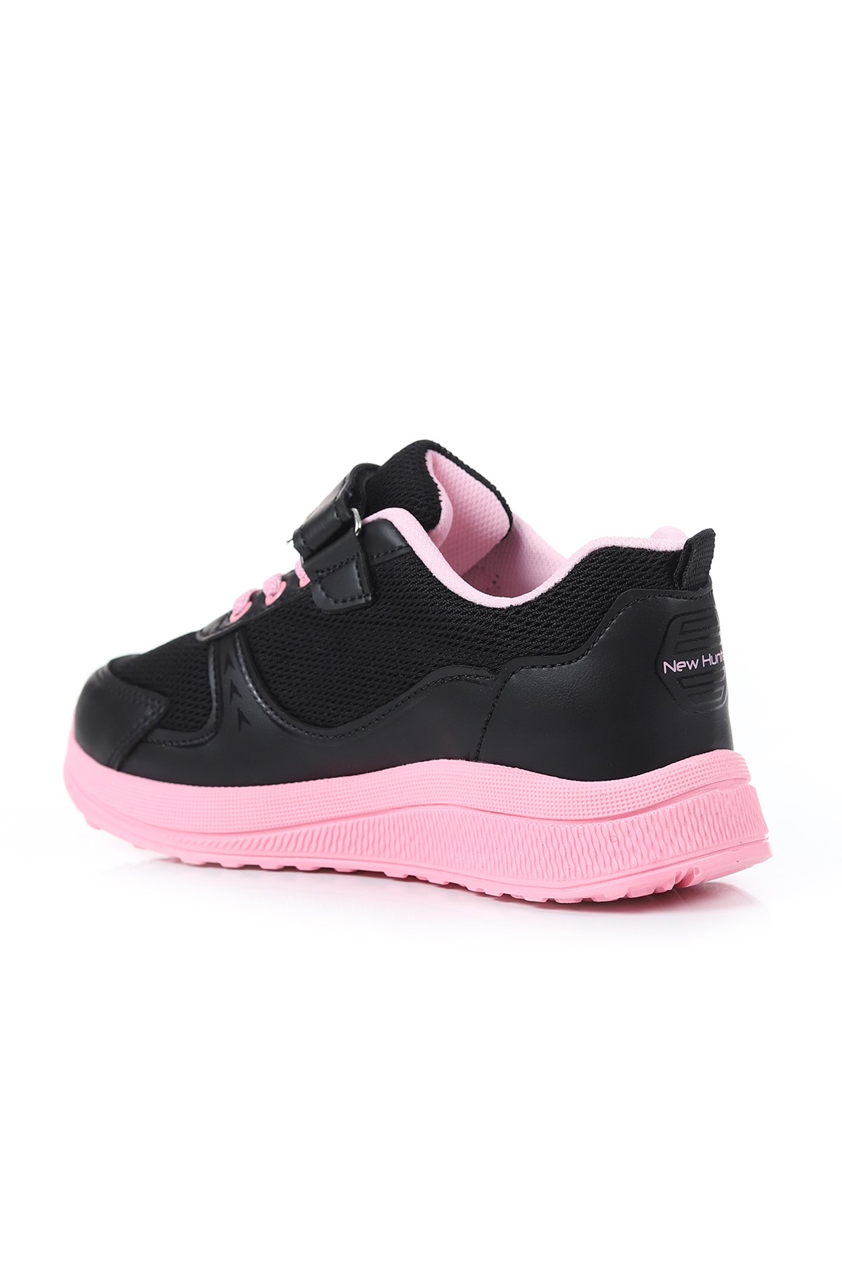 Siyah Pembe (31-35 Filet) Lastik Bağlı Çırtlı Fileli Kız Çocuk Spor Ayakkabı 168648