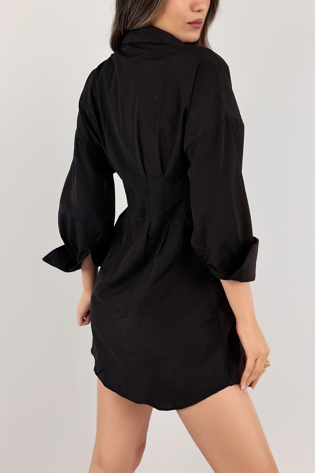 Siyah Pensli Poplin Gömlek Elbise 121547