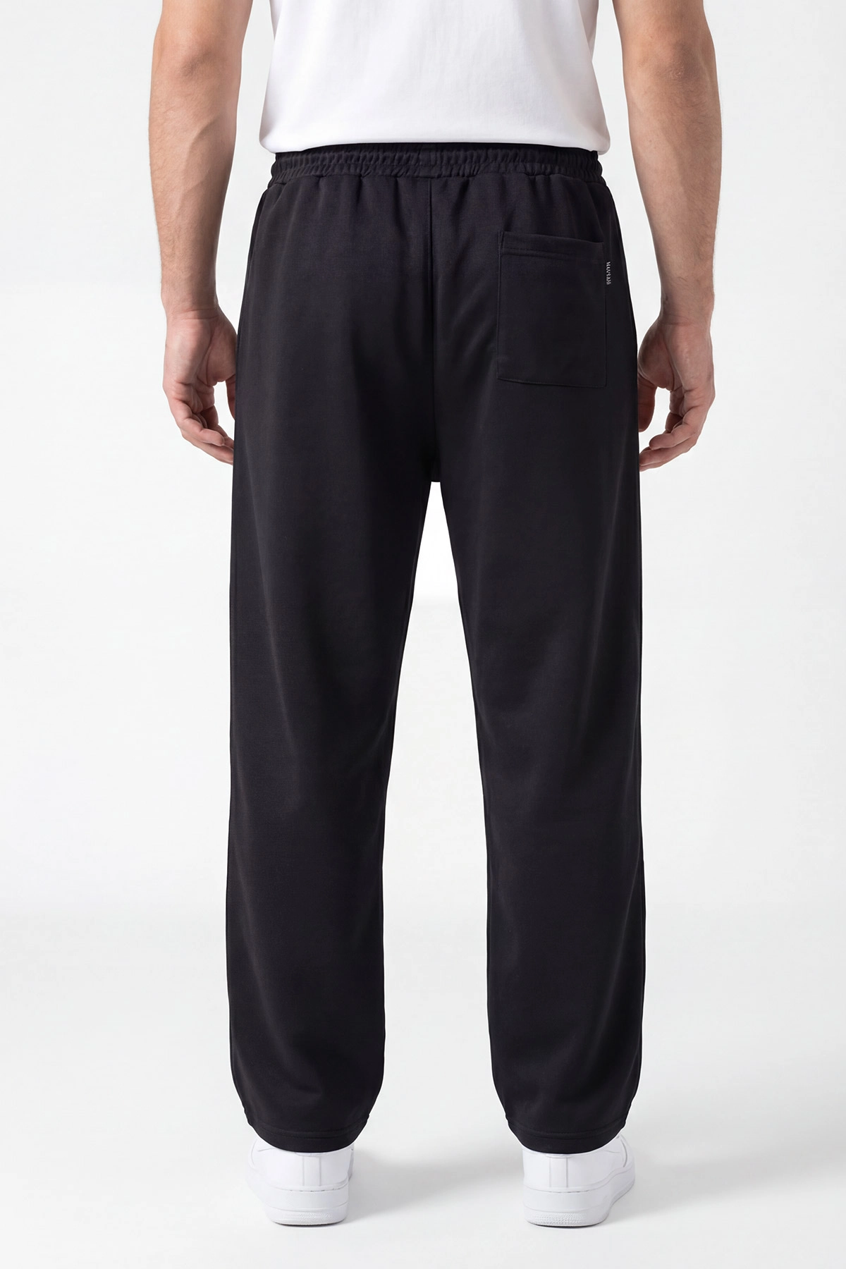 Siyah Pike Kumaş Baggy Belden Bağlamalı Erkek Pantolon 442074