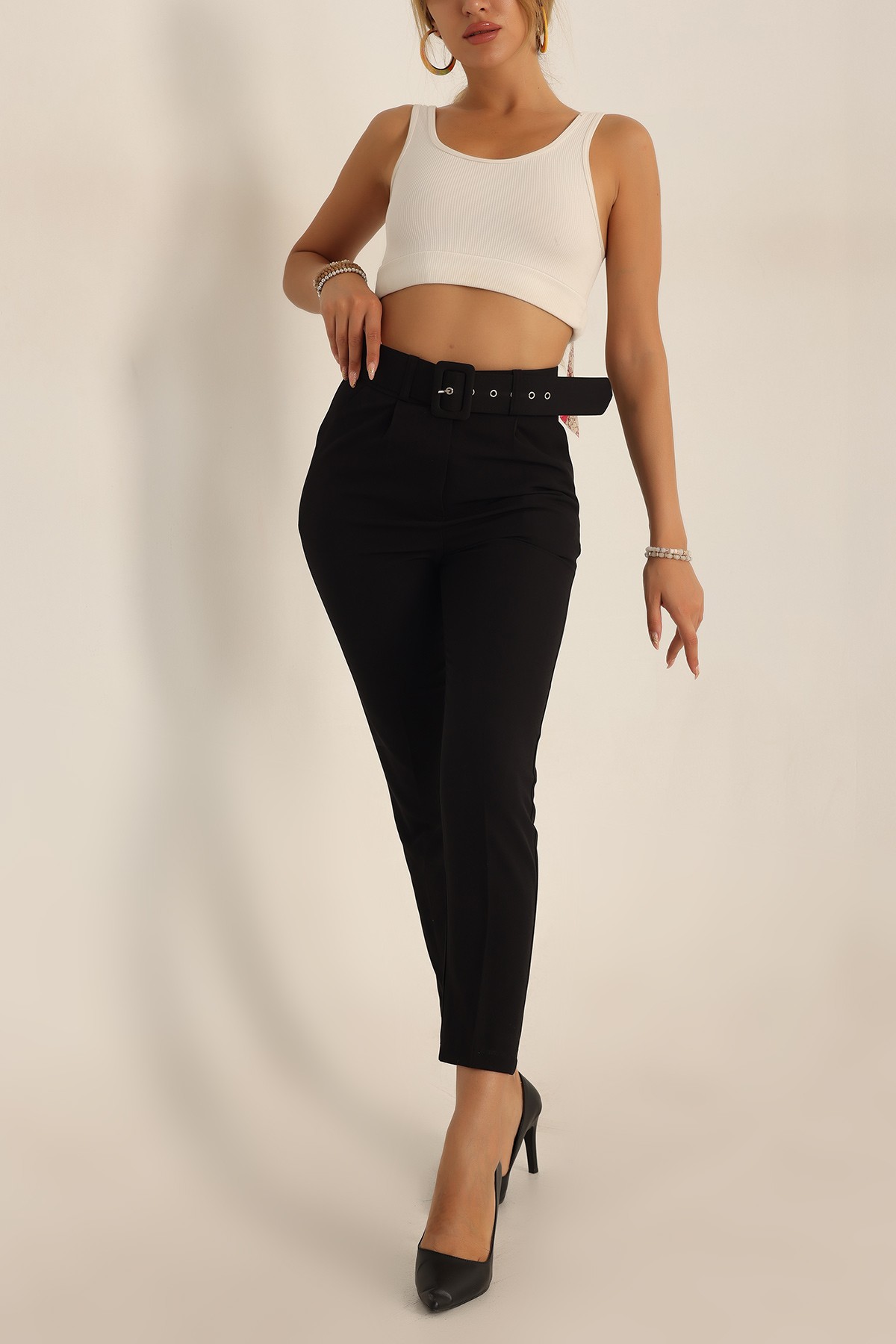 Siyah Pileli Bayan Pantalon 196211