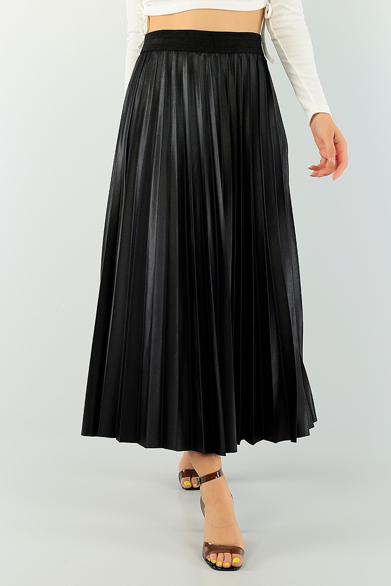 Siyah Pileli Beli Lastikli Etek 74853