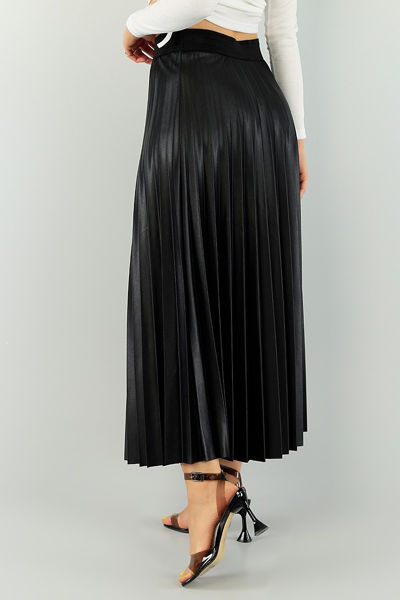 Siyah Pileli Beli Lastikli Etek 74853