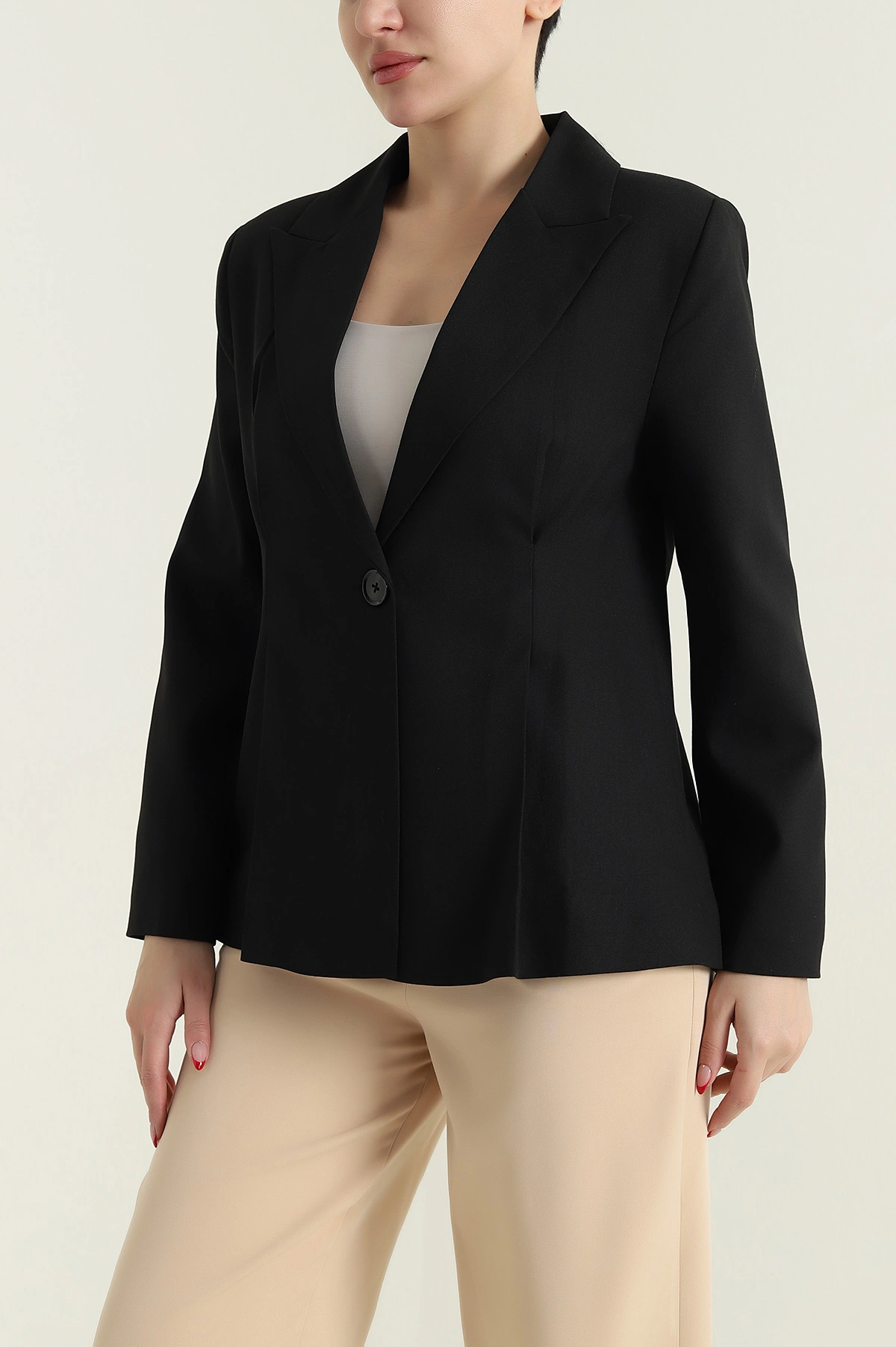 Siyah Pileli Bezayağı Blazer Kadın Ceket 431009