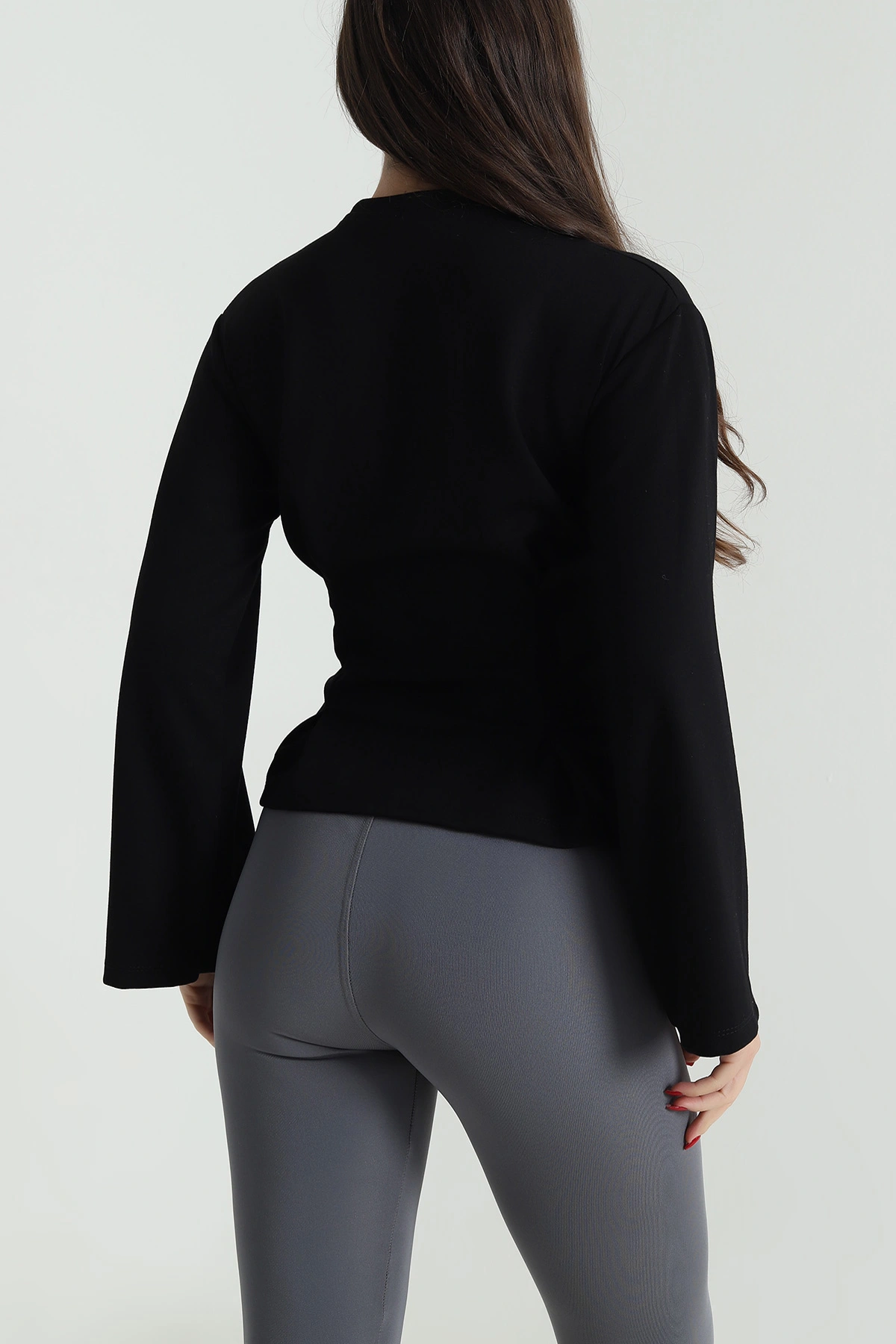 Siyah Pileli Oysho Kadın Sweat 494118
