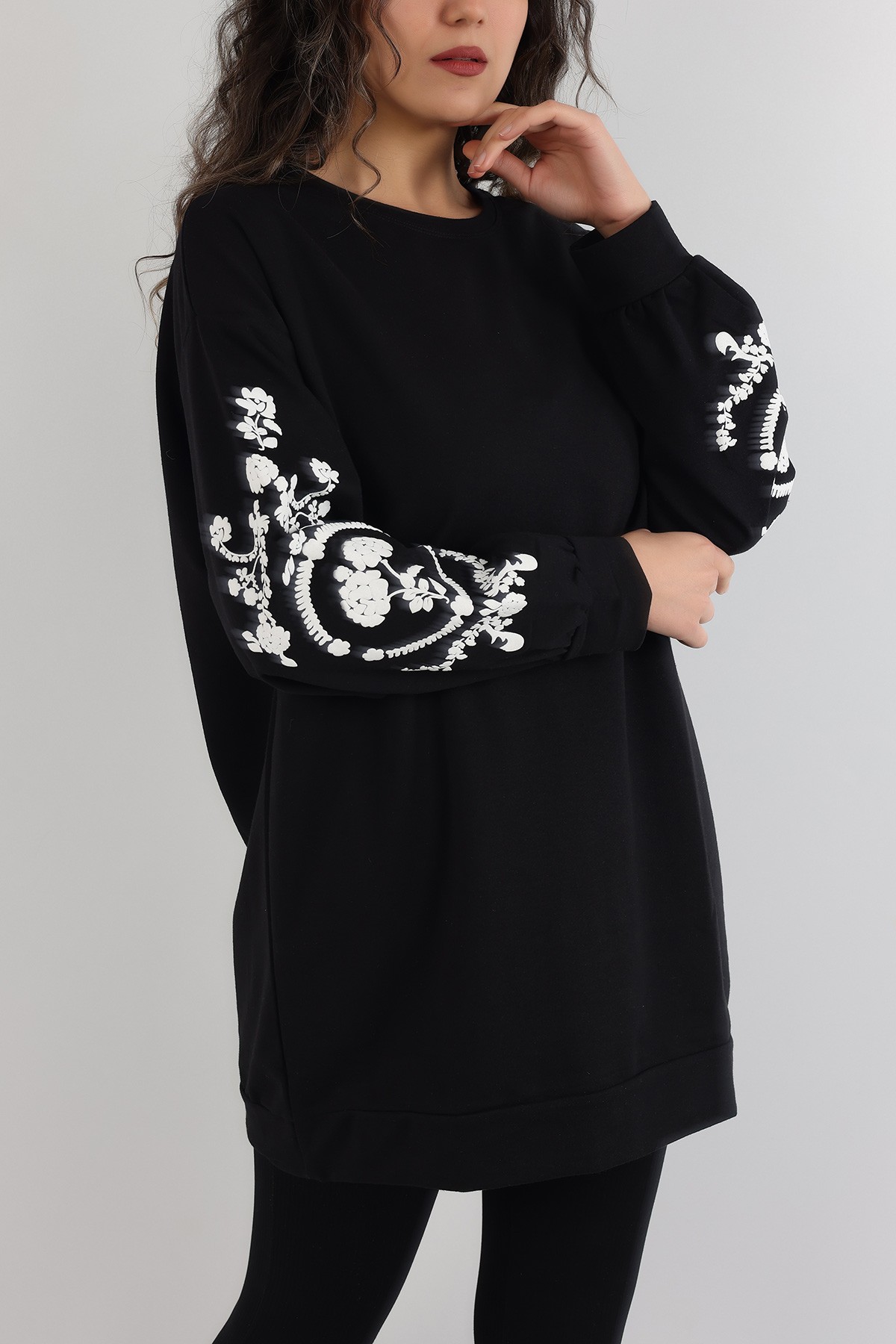 Siyah Plastik Baskılı Tunik 164517
