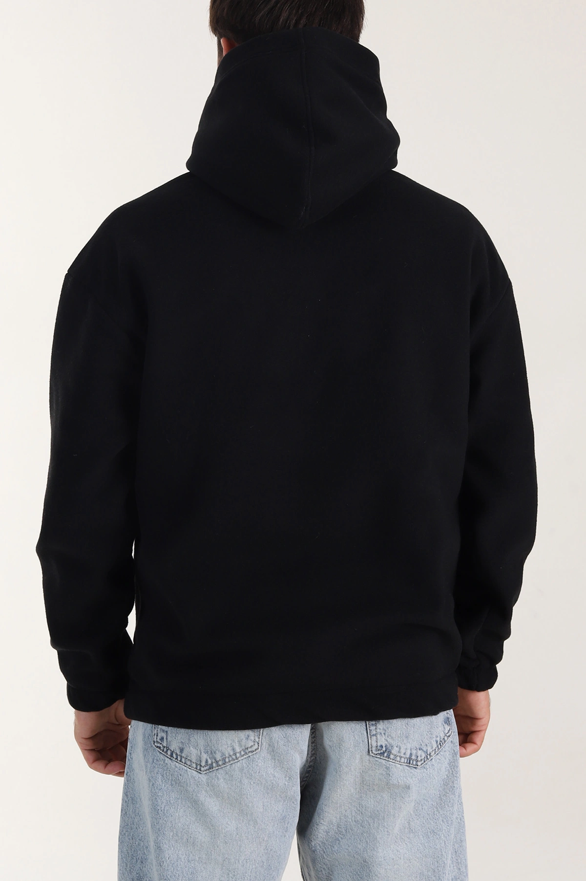 Siyah Polar Kumaş Kapüşonlu Erkek Sweatshirt 408504