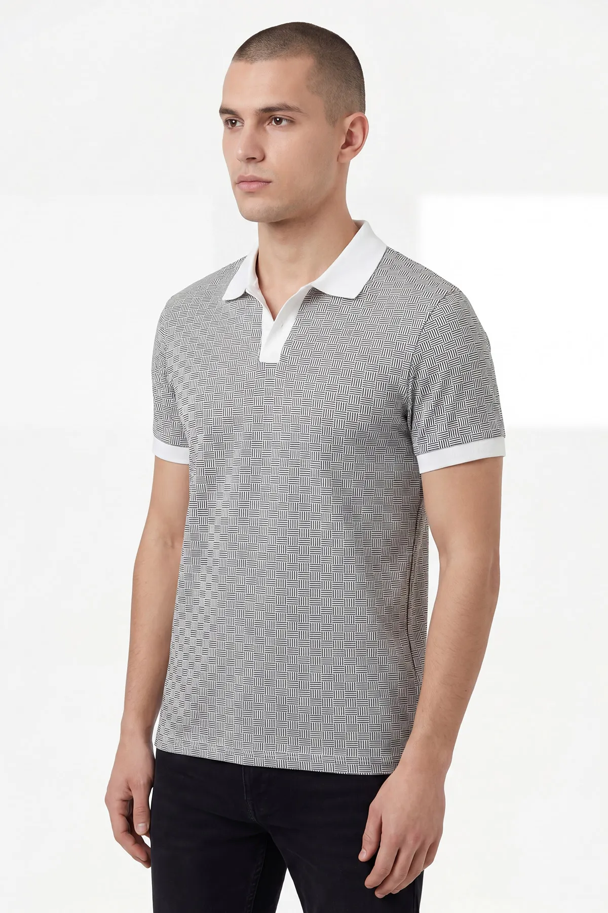 Siyah Polo Yaka Çizgili Erkek Tişört 454085