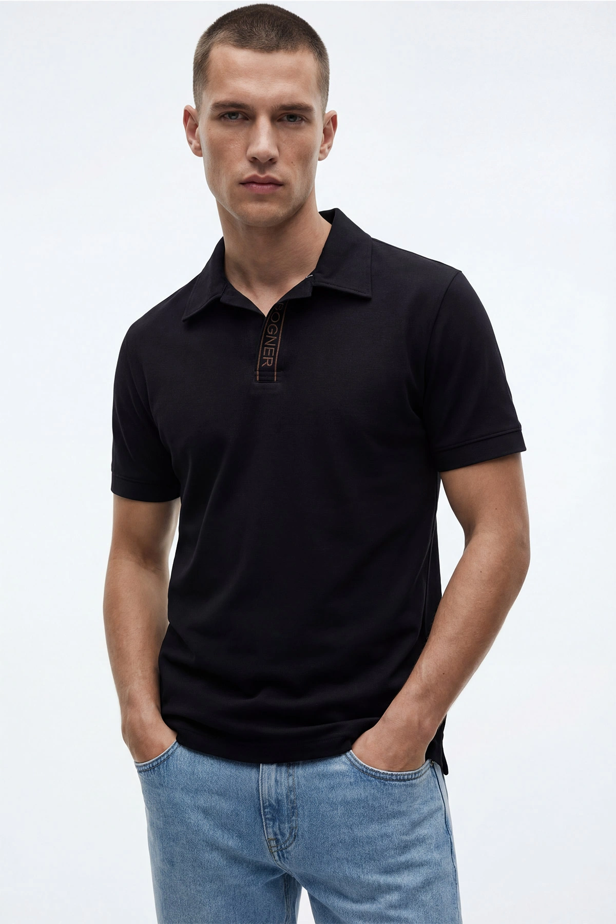 Siyah Polo Yaka Erkek Tişört 435348