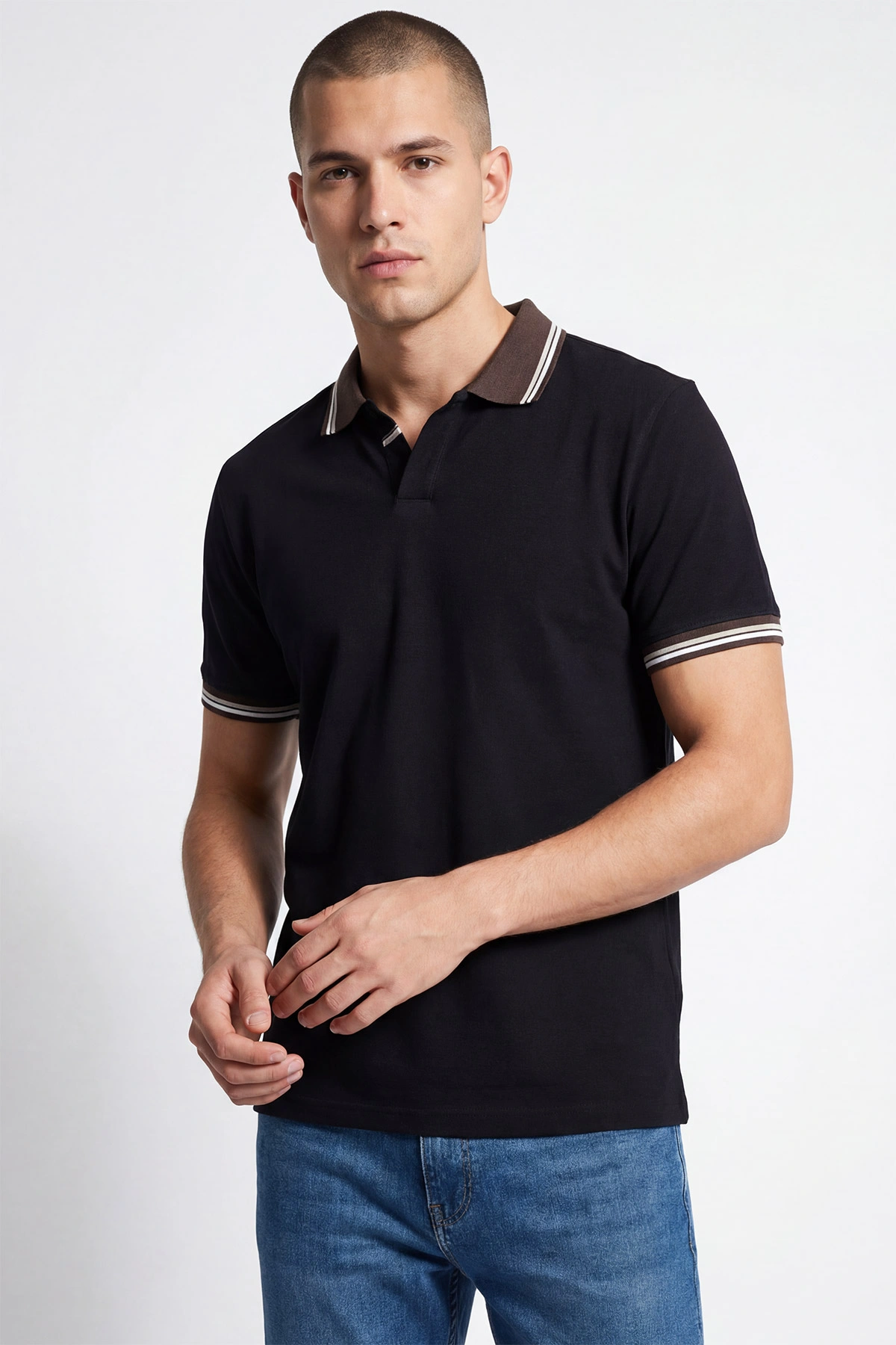 Siyah Polo Yaka Erkek Tişört 435383