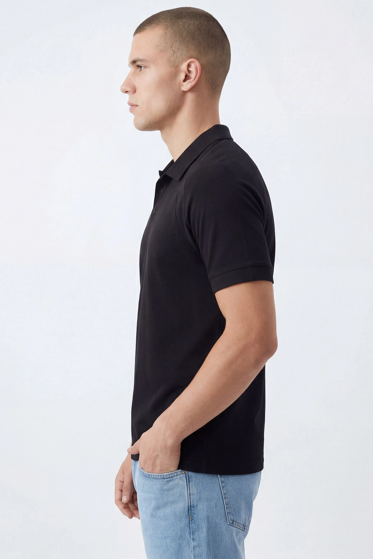 Siyah Polo Yaka Erkek Tişört 435483