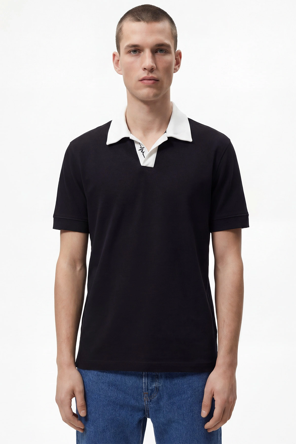 Siyah Polo Yaka Erkek Tişört 435577