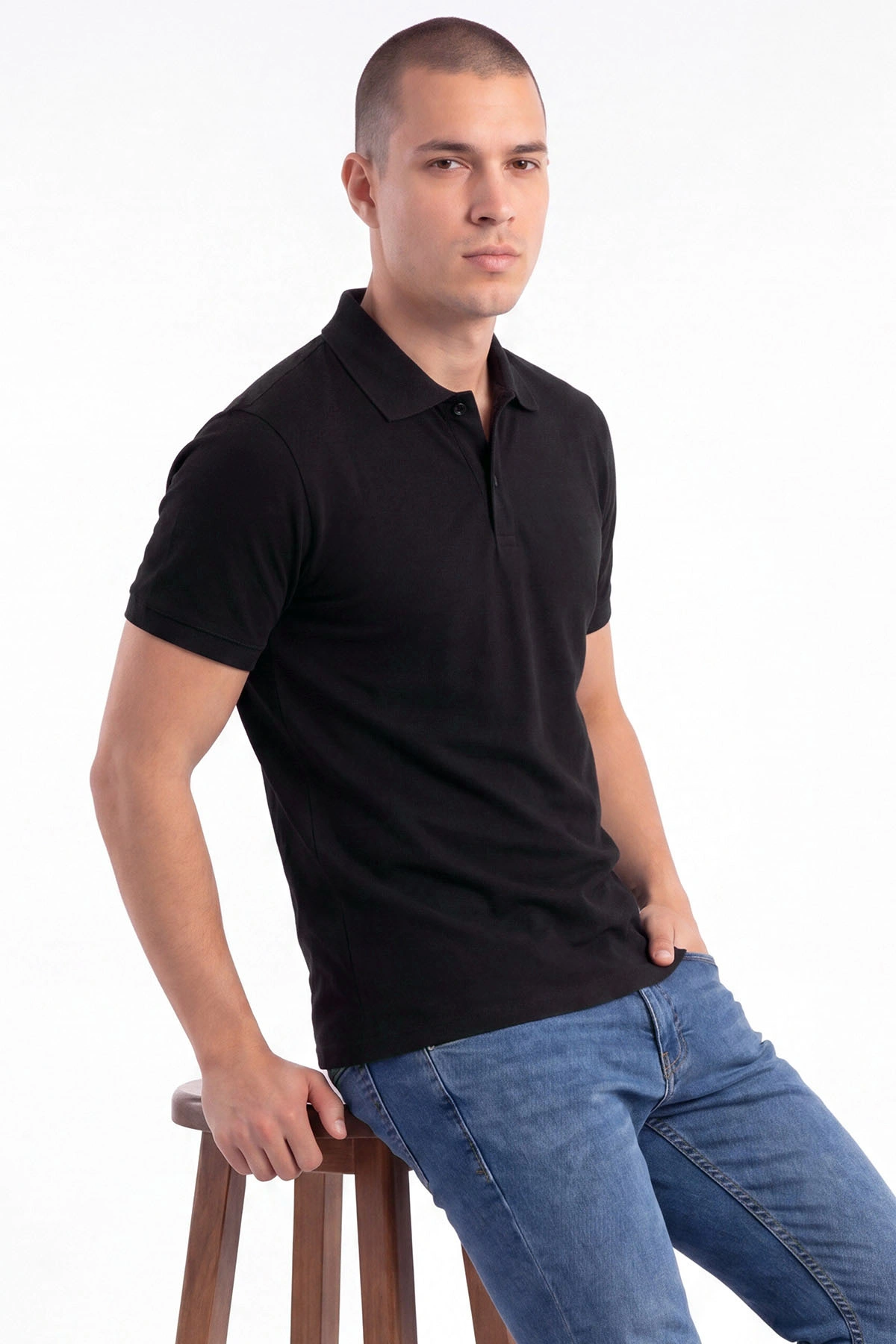 Siyah Polo Yaka Erkek Tişört 458858