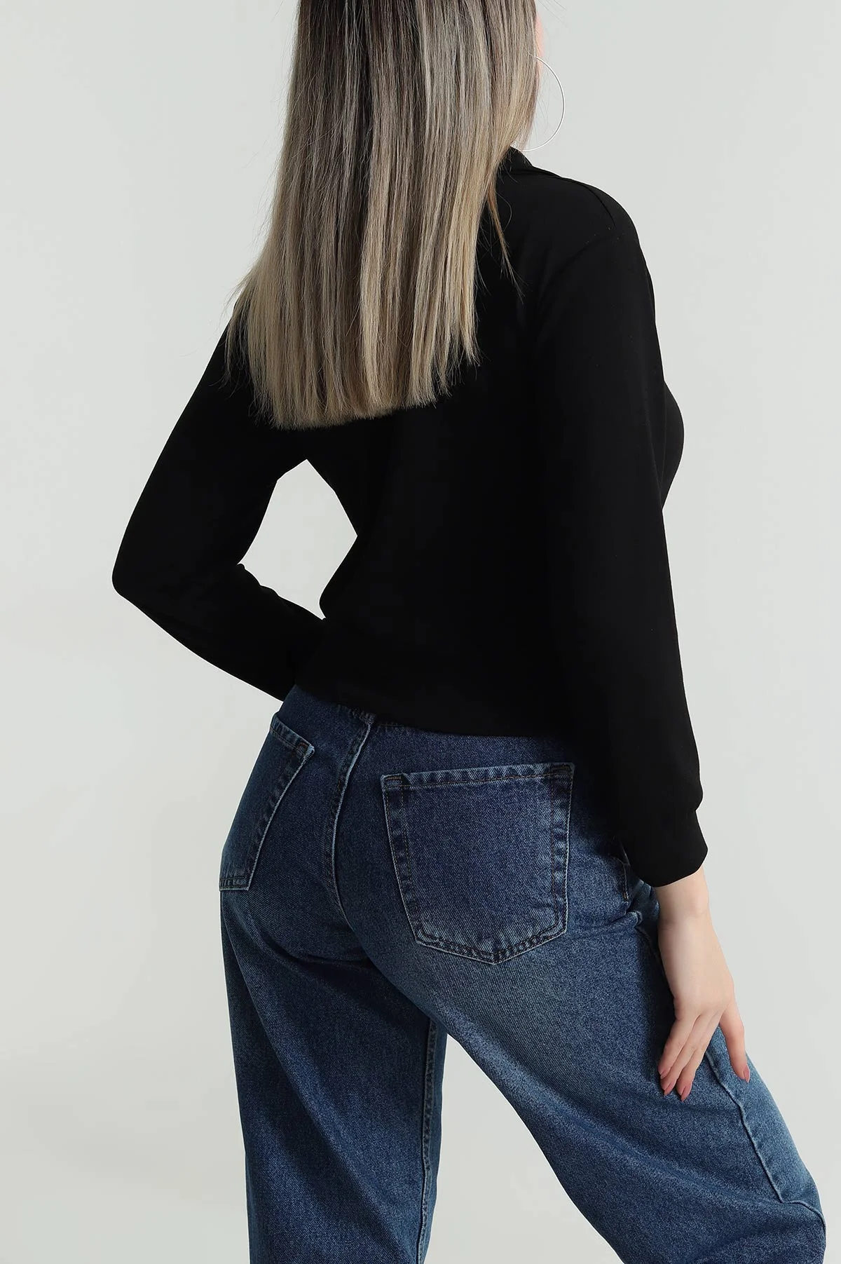 Siyah Polo Yaka Oysho Kadın Bluz 486675