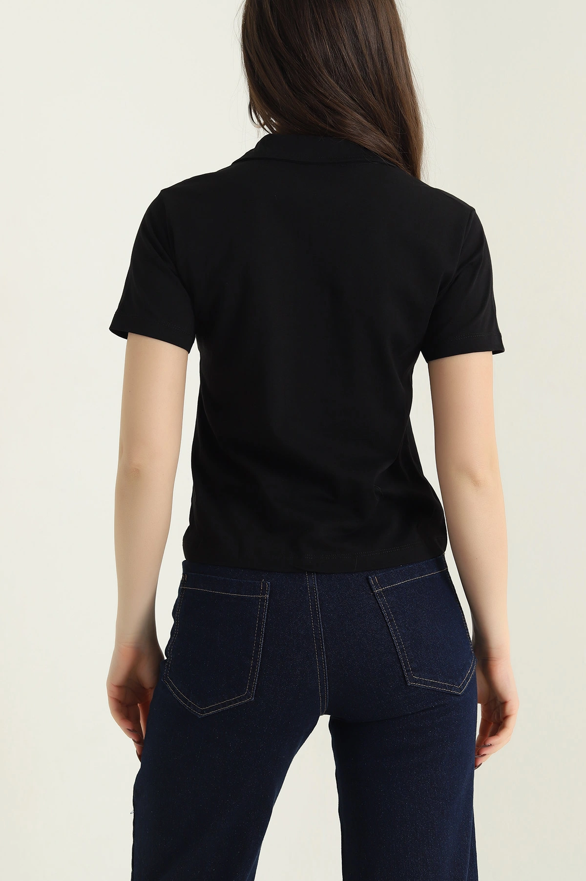 Siyah Polo Yaka Süprem Kadın Tişört 435280