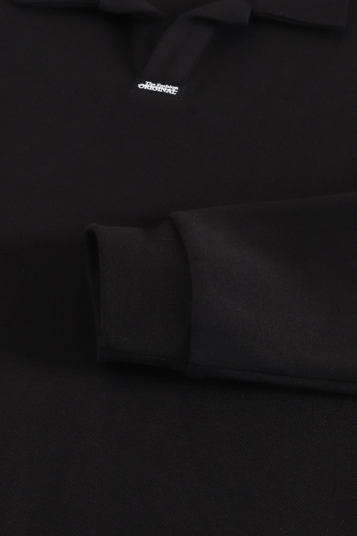 Siyah Polo Yaka Uzun Kollu Erkek Sweatshirt 397135