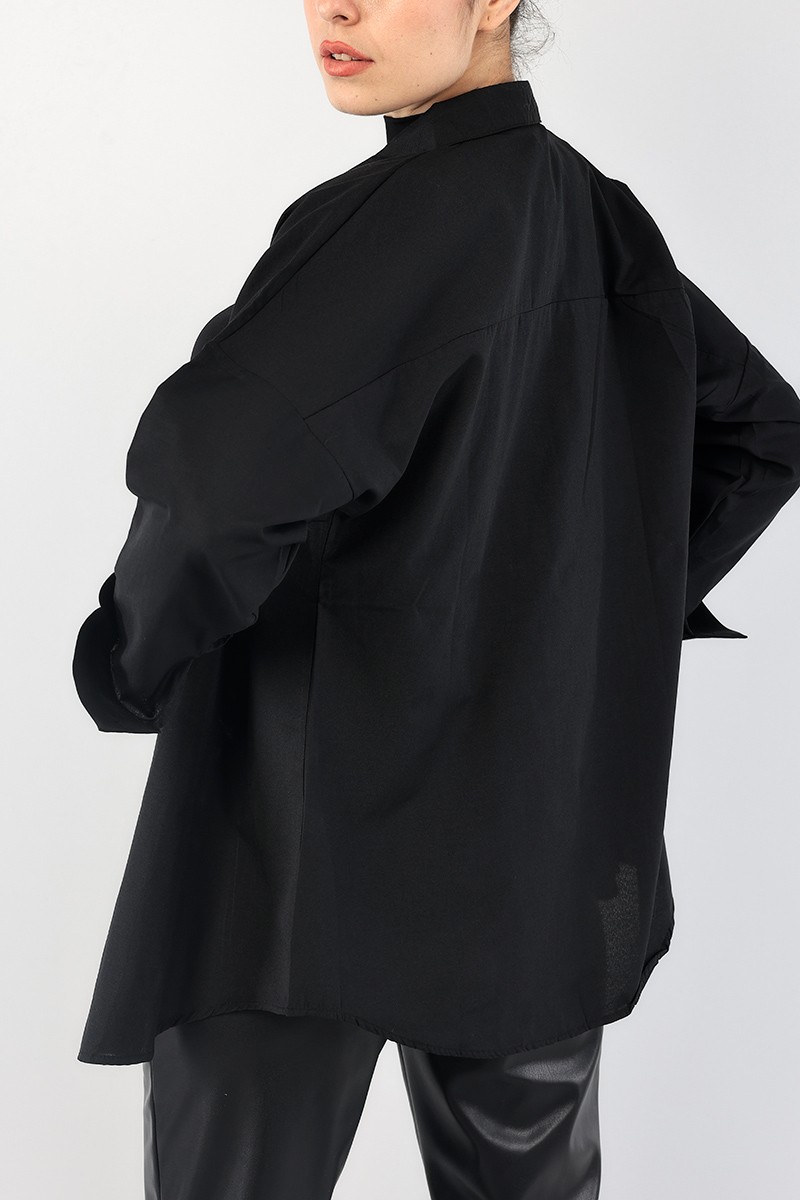 Siyah Poplin Bayan Gömlek 90844