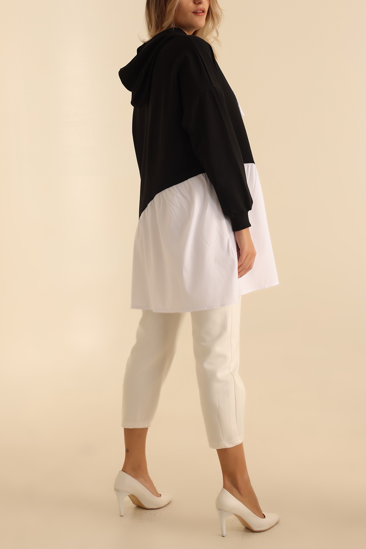 Siyah Poplin Garnili İki İp Sweat Tunik 207851