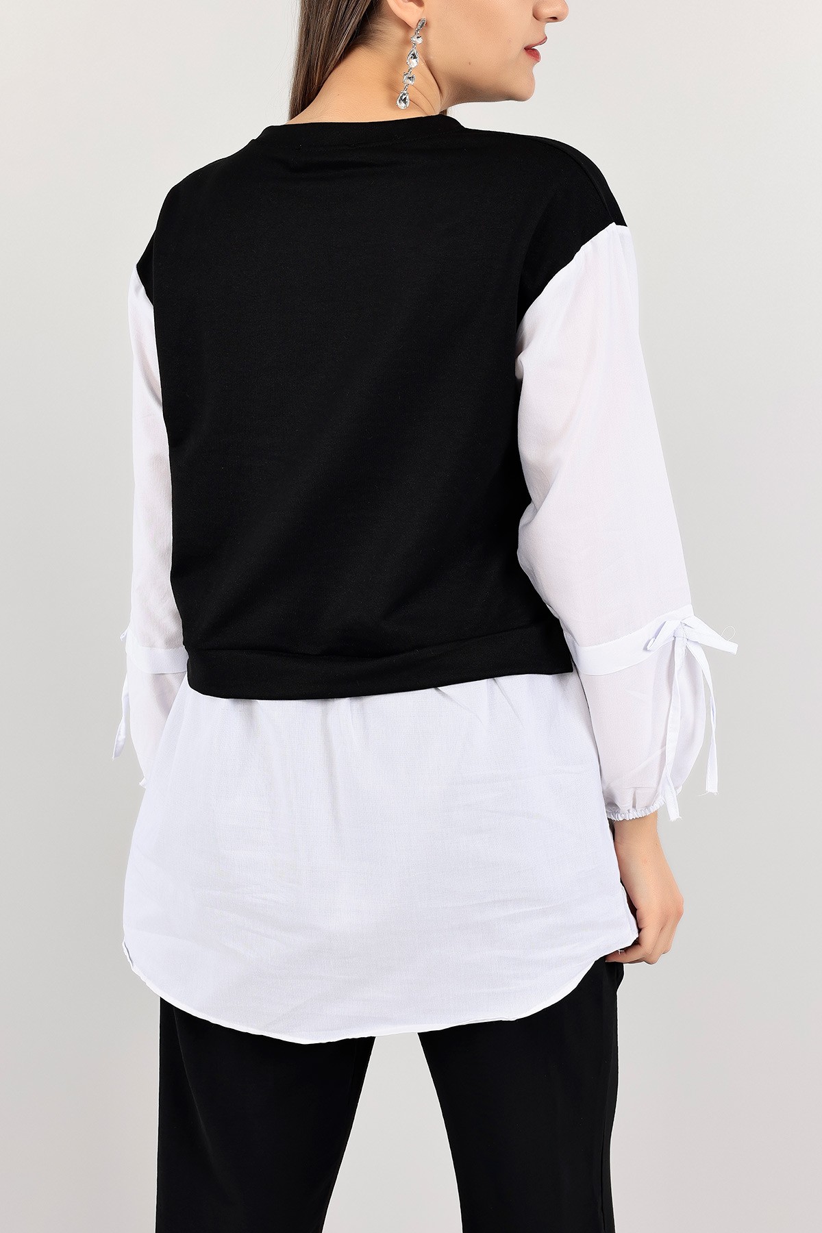 Siyah Poplin Garnili İki İp Tunik 109847