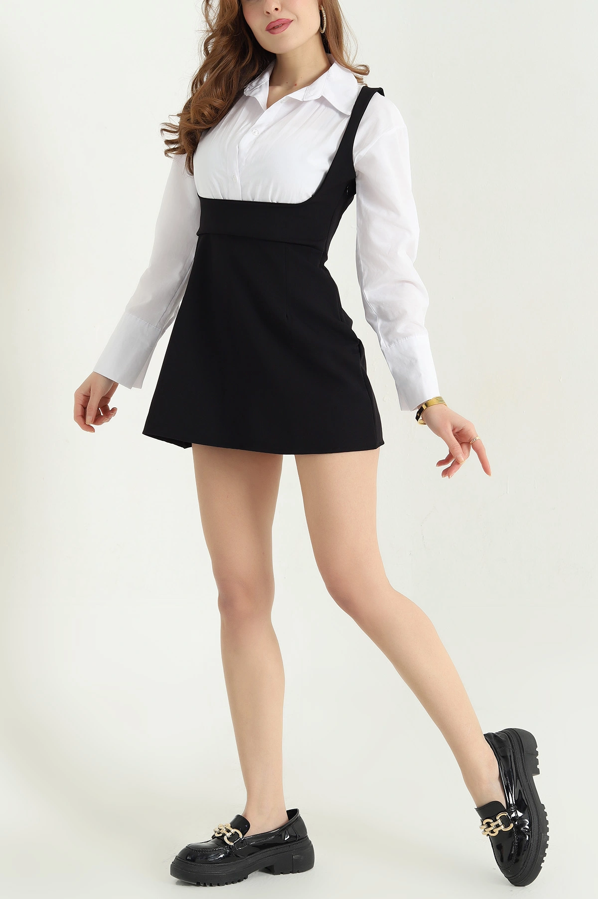 Siyah Poplin Garnilli Salopet Elbise 337806
