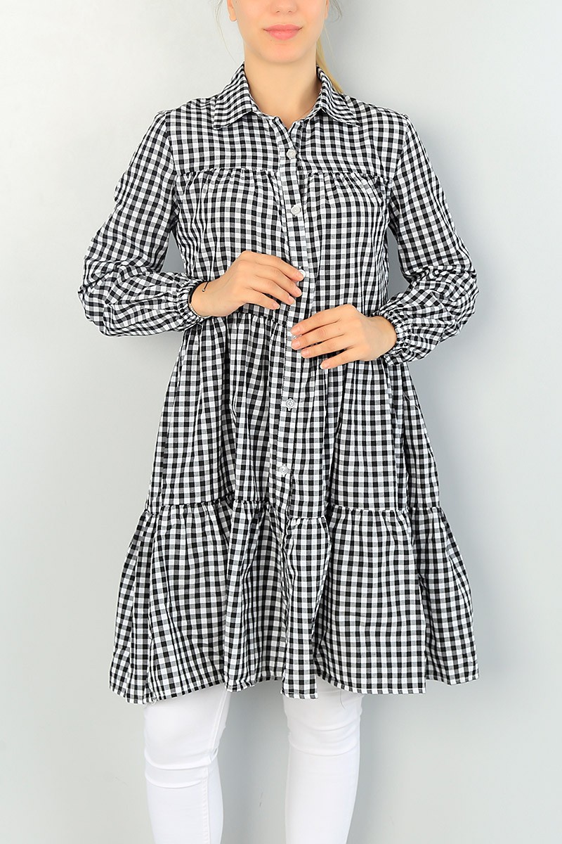 Siyah Pötikareli Dokuma Tunik 66567