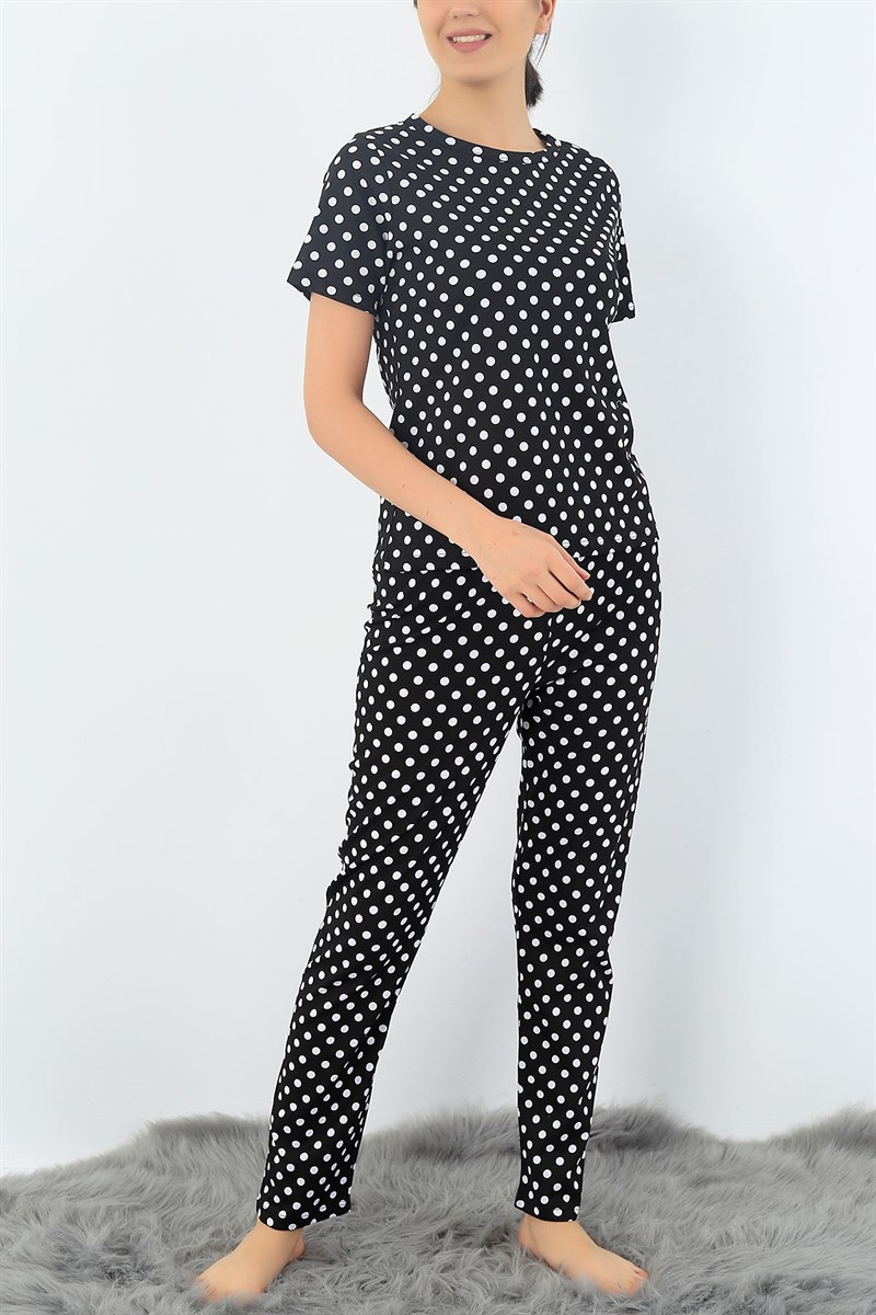 Siyah Puantiyeli Bayan Pijama Takımı 32943